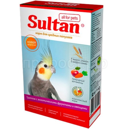 Птицы Султан для сред.попугаев Основной рацион (пленка) 400гр/18шт/5967 ЧЗ Птицы Султан для сред.попугаев Основной рацион (пленка) 400гр/18шт/5967 ЧЗ