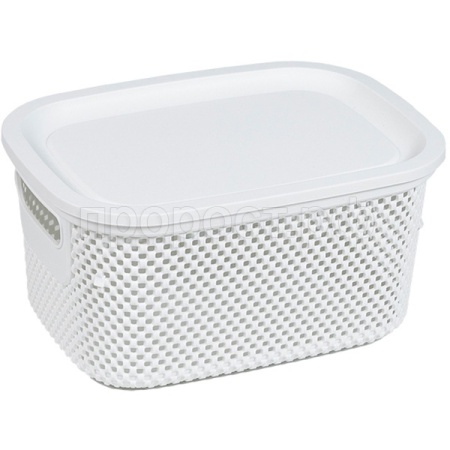 Корзина д/хранения Лофт 3,5л c крышкой прямоуг. белый А270 /20шт/ Арз