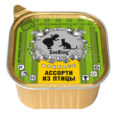 Корм для кошек ZooRing паштет Ассорти из птицы ж/б 100г