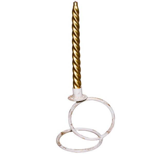 ДЕКОР Подсвечник Кольцо 1 свеча бел золото РЗДИ/1шт